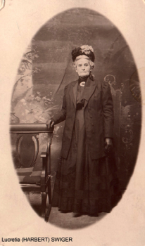  Lucretia Harbert-Swiger (daughter of Noah J Harbert & Acsah Shinn;  2nd wife of Lewis Swiger) 