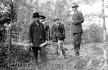  In the trenches at Bloody Angle, Spotsylvania, VA - Guy Harbert Sr, Col Landers, Capt Hobson & Mr Camp - studying civil war battle site for U.S. Park Service 